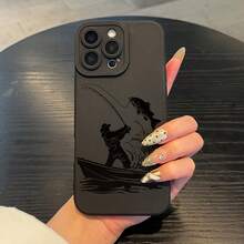 Funda de Teléfono Linda Una Silueta Simple de un Pescador para una Funda de Teléfono, Compatible con los Modelos de  11, 12, 13, 14, 15 Pro Max, 12 Pro Max, 13 Pro Max, 14 Pro Max, XR, 15, 15 Pro, 16, 16 Pro, 16 Pro Max, 17, 17 Pro, 17 Air, y 17 Pro Max. Funda protectora delgada a prueba de golpes para teléfono - 1 pieza - Ver 5