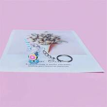 Creativo lindo Mini taza de té de la leche llavero luminoso acrílico fruta Kiwi jugo de uva colgante llavero bolsa adornos coche baratija regalo - D - Ver 5