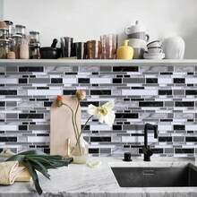 Livebor Peel And Stick Kitchen Wallpaper Backsplash Wall Paper For Kitchen 118inch X 787inch Backsplash Tiles Wallpaper Peel And Stick Waterproof Countertop Contact Paper For Bathroom Cabinet - ColorB - 查看 3