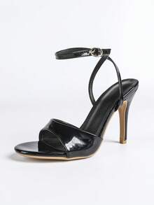 Giày sandal cao gót mũi nhọn cho nữ, mũi tròn, quai rộng có khóa kim loại, kiểu dáng thanh lịch và thời trang, hở mũi, kiểu cơ bản phù hợp cho tiệc tùng, mùa hè và mùa thu. - màu đen - Xem 16