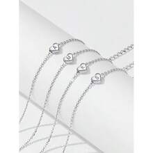 Initial Bracelet For Women Sterling Silver Heart Charm Bracelets Tiny Letter Pendant Hand Jewellery Adjustable 6....