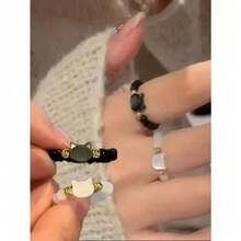 2pcs Dainty Pearl Flower Beads Fidget Ring Unisex Minimalist  Everyday Party Casual Jewelry Accessory - Nhẫn hai mảnh - Xem 6