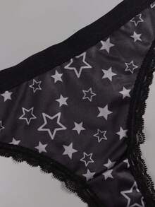 Bộ 8 quần lót nữ Dircho in họa tiết dễ thương, họa tiết thiên thể và hình dơi, viền ren đen, chất liệu mềm mại, phối màu đa dạng, thoải mái hàng ngày và phong cách thường ngày sành điệu. - Nhiều màu - Xem 11