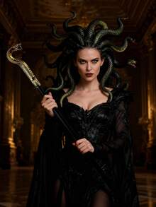 1pc High Snake Eye Cobra Pharaoh Skeptic Wizard Scepter Costume Prop, Short Scepter, Role-Playing, Stage Performance, Decoration, Horror, Mystery, Ancient Egyptian Style Scepter, Halloween Trick Or Treat, Theme Party, Halloween Costume Party And Cosplay