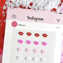300PCS Valentines Nails Charms 3D Resin Sexyys Lip Nail Art Rhinestones 3D Cute Cartoon Lip Mixed Color Sexyys Red Lip Nail Gems And Charms Kawaii Pink Red White Lips Nail Art Charms Nail Gems For Women,White - Trắng - Xem 4