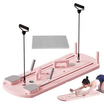 Tabla Abdominal Plank Trainer Rodillo Multifuncional Rosa Claro