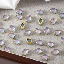 20-25pcs/Pack Gold Rhombus Flat Bottom High Quality Handmade Non-Hotmelt Crystal Nail Art Rhinestones Glitter 3D Decorations For DIY Enthusiasts - Glass Material - Suitable For Decoration - Multicolor - View 37