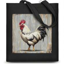 1pc 35*40cm(14*16 Inch) Rooster Art Decoration Shopping Bag, Versatile Polyester Fabrics Carry-All For School, Grocery & Weekend Activities - Multicolor - View 3