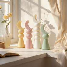 Khuôn nến hình trụ trăng khuyết trang trí Ramadan, khuôn nến hình trụ không đều bằng sáp đậu nành, khuôn silicon hình trụ điêu khắc, chúc mừng Eid Mubarak. - Hồng - Xem 2