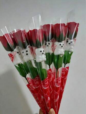 10pcs Rose Scented Soap Teddy Bear Bouquet, Suitable For Valentine's Day, Qixi Festival, Mother's Day, Teacher's Day, Promotional Gifts, Wedding Parties, Birthday Gifts, Artificial Rose Teddy Bear Gifts, Valentine's Day Gifts, Valentine's Day Parties