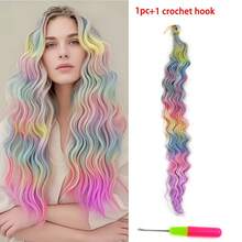 Extensiones de cabello trenzado sintético de 24 pulgadas con ondas profundas y retorcidas en estilo crochet, en colores ombré marrón - Multicolor - Ver 13