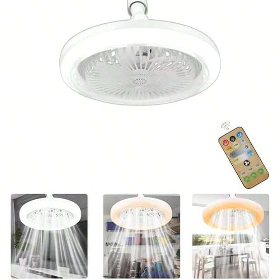 Ventilador de Techo con luz, E27 Ventilador De Techo De Anillo Con 60 Led, 3000-6500k Y 5 Niveles De Luminosidad, Luz De Ventiladors Con Remoto Y Función Temporización Para Dormitorio,Estudio Y Salón - Lámpara de ventilador aromática Blanco - Ver 1