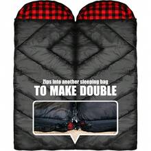 0 Degree Sleeping Bag For Adults - Cotton Flannel 4 Season Cold Weather Winter, XXL Big And Tall Camping Sleeping Bag With Compression Sack - Black-right-new - View 4