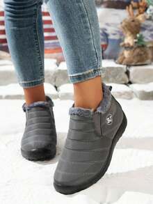 2025 Invierno Nuevas Botas de Nieve Cortas de Mujer con Forro de Felpa - Diseño Antideslizante, Muy Adecuadas para Uso al Aire Libre en Invierno.Botas a la Moda y Versátiles.Un imprescindible para el invierno, regalos de Año Nuevo de la suerte - Botas - Negro - Ver 11