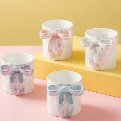 Joivida 1pc梦幻珍珠蝴蝶陶瓷杯可爱风格咖啡杯高品质下午茶礼物奶茶水杯早餐杯陶瓷杯返校