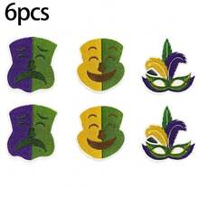 4/6/8 Stücke Cartoon Karneval Party bestickte Aufnäher, verschiedene Stile wie Masken, Kronen, zum Aufbügeln/Aufnähen Applikationen Kleidungszubehör, geeignet für Hüte, Hemden, Jeans, Taschen - Verschiedenfarbig - Übersicht 13