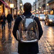 Breathable Astronaut Window Cat Dog Carrier Transparent Backpack Pet Travel Bag - Black - Black - View 5