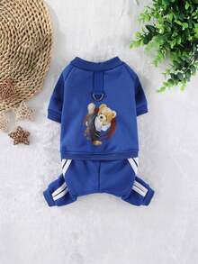 Warm Thick 4-Leg Pet Sweatshirt With Teddy Bear Pattern, Suitable For Cats And Dogs Like Yorkshire Terrier, Pomeranian, Maltese, Chihuahua, Russian Blue, Soft And Comfortable Anti-Shedding Fabric, Warm Hoodie For Indoor And Outdoor Wear - Multicolor - View 13