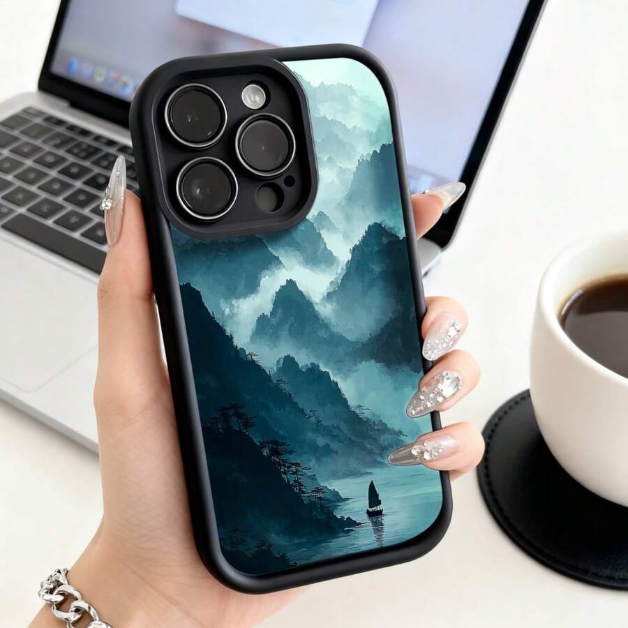 Funda de teléfono de moda, compatible con varios modelos de , y , diseño de paisaje de montaña para fundas de , y , protector de teléfono, funda de pareja, regalo para novio o novia, presente de vacaciones, este es un regalo popular para amigos o socios, adecuado para ocasiones de negocios. Duradera, resistente a las manchas y a las huellas dactilares, esta nueva funda para teléfono de hombres y mujeres es un gran regalo. - Burdeos - Ver 1