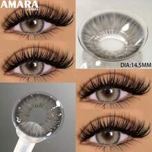 1 par de lentes de contacto de color natural AMARA, lentes de color azul hermoso para ojos marrones, lentes de contacto anuales - Desechable Anual - Ver 12