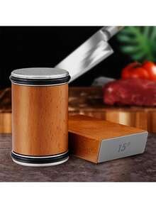 Rolling Knife Sharpener,15° & 20° Sharpening Angles,Dual-Grit Diamond Coated Discs For Various Kitchen Knives - Màu gỗ - Xem 4