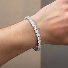 MDFUN 18K White Gold Plated, 5mm Princess Cut Cubic Zirconia Elegant Tennis Bracelet For Women, Gold Plated, Size 6-8.5 Inches - White - View 9