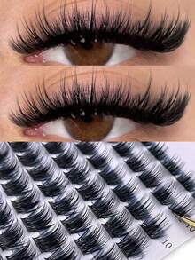 168片仿貂毛假睫毛簇，0.07D，9-16mm混合，自然款，浓密型，单根假睫毛簇，化妆工具，假睫毛簇 - 查看 6