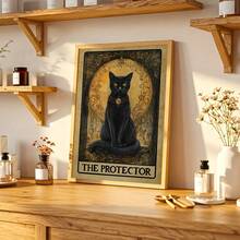 1pc Gothic Tarot Black Cat Guardian Poster, Mysterious Cat Decor, Suitable For Living Room, Bedroom, Bathroom, Office, Perfect Gift For Tarot And Cat Lovers, Cat Decor, Bedroom Decor, Home Accessories, Dark Aesthetic, Home Decor - Multicolor - View 3