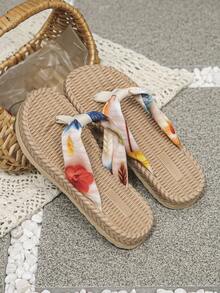 1双夏季女童平底凉鞋，时尚波西米亚风沙滩软底轻便舒适休闲人字拖 - 彩色 - 查看 7
