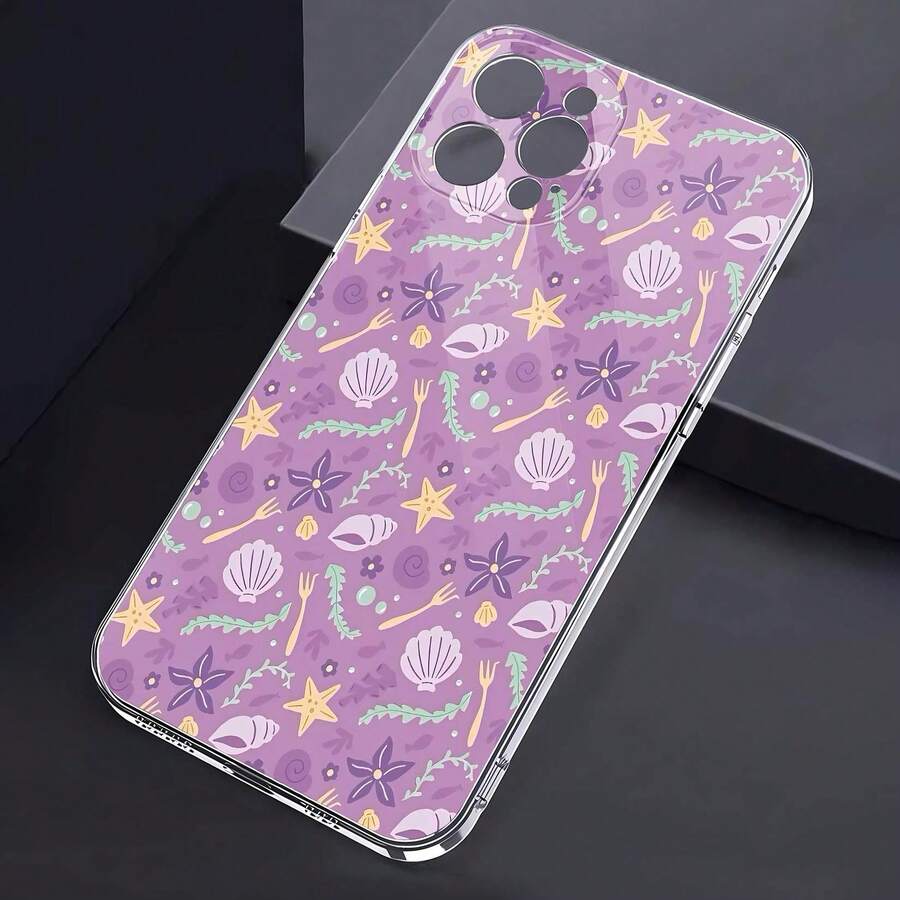 Estampado marino morado con estrellas de mar, conchas y flores. Esta elegante funda es compatible con los modelos 17, 16, 15, 14 Pro Max, 13, 12, 11, XR y XS Plus. Fabricada en silicona TPU, ofrece protección contra golpes y caídas, además de una sensación superior. Es un regalo ideal para familiares, amigos y seres queridos, y una opción perfecta para Año Nuevo. - transparente - Ver 1