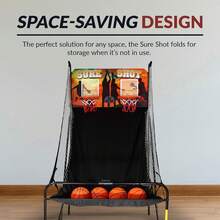 GCCSJ Indoor Basketball Hoop2-Player Electronic Basketball Arcade Game - 8-In-1 Multi-Game Indoor Sports Fun With LED Scoring & 4 Balls, Heavy-Duty Foldable Hoop For Basement, Game Room, Man Cave & Family Game Night (Black) - Black - View 6