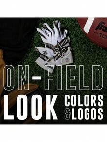 Youth  Football Receiver Gloves - Kids Football Gloves Pair -  Team Logos and Silicone Palm - All Youth Sizes - Great Game Gear + Football Costume Accessory,36985064 - Azul y blanco - Ver 2