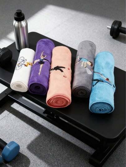 25*110cm Quick-Dry Durable Sports Towel, Gym Towel, Club Towel, Fitness Accessory, Soft & Absorbent - Made Of Polyester Fiber, Fashionable Embroidered Pattern, Suitable For Men & Women For Gym, Training, Running, Yoga And Outdoor Activities, Perfect Gift For Any Occasion