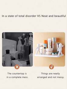 1个极简主义浴室壁挂式摆件架，创意免钻孔收纳架