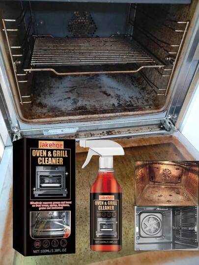 jakehoe 100ml Oven & Stove Foam Cleaner, Highly Effective Degreasing And Oil Removal. Powerful In Dissolving Stubborn Grease And Oil Stains. Can Clean Household Appliances/Cookware Without Disassembly. Suitable For Stoves, Grills, Baking Trays And More. Random Shipment Of New And Old Models.