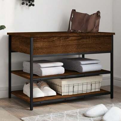 Banco para sapatos vidaXL, carvalho marrom, 70x42,5x50 cm, madeira engenheirada