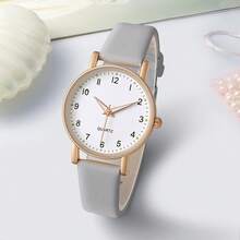 1pc Women's Fashion Casual Minimalist Leather Quartz Wrist Watch, Gift For Her