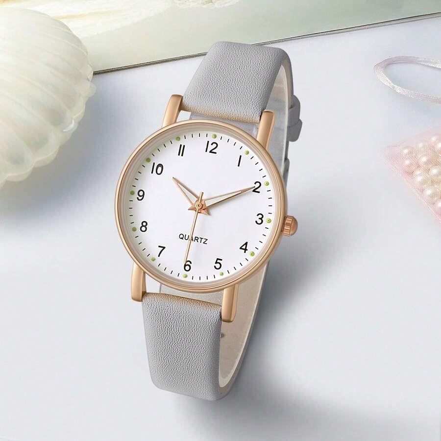 1pc Women's Fashion Casual Minimalist Leather Quartz Wrist Watch, Gift For Her