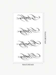 1pc Waterproof, Sweat-Proof, Non-Reflective Temporary Tattoo Sticker, Cool Sexy English Artistic Tattoo Sticker In European And American Style, Suitable For People For Daily Use, Lasts 3-5 Days - Black - View 2