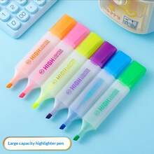 6 piezas/4 piezas/1 pieza/12 piezas Bolígrafos fluorescentes de punta blanda, marcadores de color pastel para diarios, toma de notas, útiles escolares, gran capacidad, 4.4in-1.1in