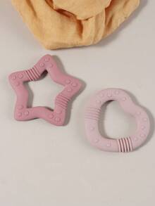 2 piezas Juguetes de dentición de silicona con forma de corazón y estrella para bebés, juguetes de masticación para infantes - Multicolor - Ver 12