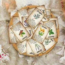 20 Flower Witch Herb Cards - Pocket Magic Book Herb Pages. Plant Illustrations Possess Power And Wisdom Properties, Suitable For Magic And Witchcraft Reference. Detailed Plant Cards. - CP-140 - Xem 3