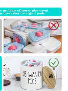 1pc Round Dishwasher Detergent Block Storage Box, Dishwasher Detergent Block Container, Kitchen Decor & Accessories, Wooden Lid Laundry Detergent Pod Storage Box, Kitchen Laundry Detergent Pod Storage Box, Bathroom Accessories, Stationery, Organizer Box, Drawer Organizer, Storage Box, Basket - Multicolor - View 5