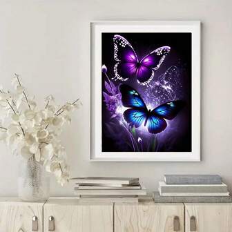 5D Full Drill Diamantmålningsset - Fjärils Diamantkonstset, Runt Akryl Strassbroderi, Komplett Set Gör-det-själv-Påsnyggt Hantverk För Nybörjare, Ingen Ram, Lämplig För Vardagsrum, Sovrum, Kontorsinredning, Handgjord Gåva, Väggkonst, Flera Storlekar Finns