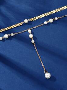 2件套金色极简项链套装 - 金色 - 查看 3