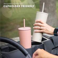 Insulated Tumbler With Lid And Straw Iced Coffee Cup Reusable Stainless Steel Water Bottle Travel Mug Gifts For Women Men Her Him Classic Collection 24oz Winter White - Winter White - View 4