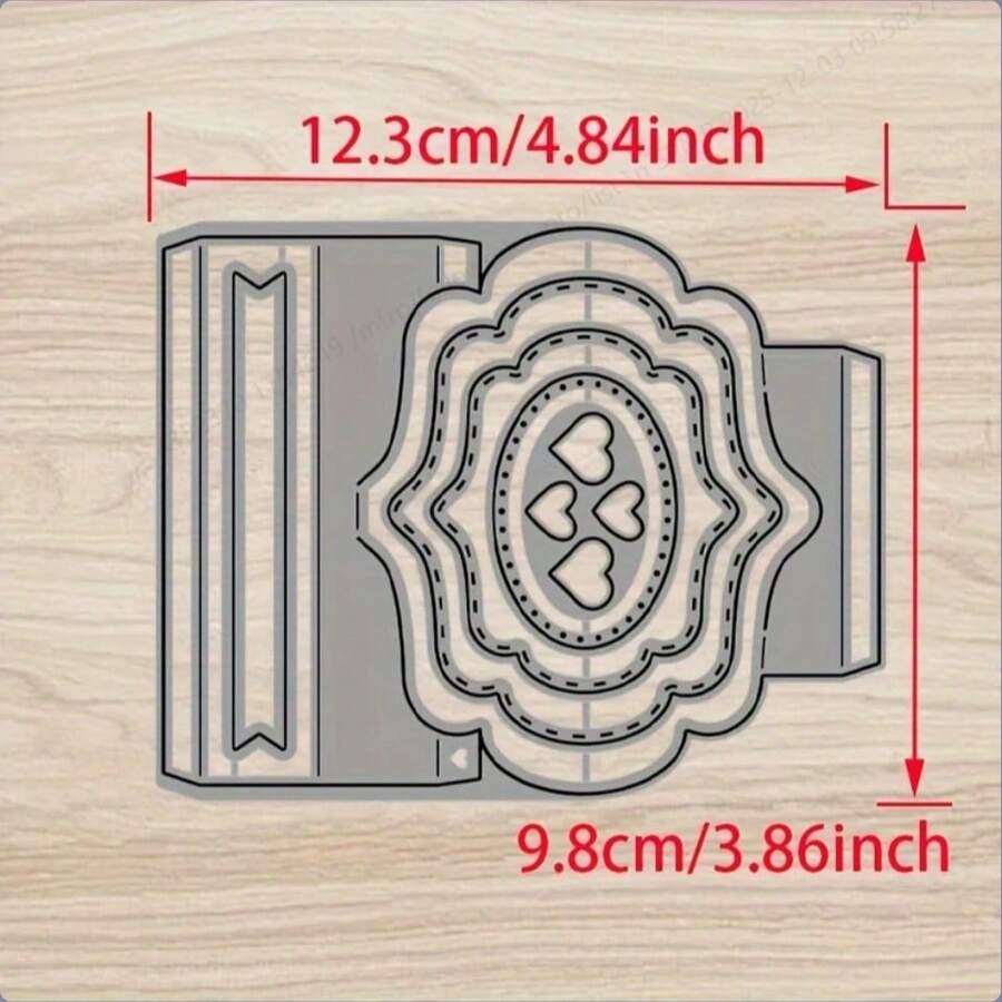 1件金属模切模具，2025金属切割模具，适用于纸卡制作、剪贴簿DIY卡片、相册工艺装饰、茶具切割模具 - 銀色 - 查看 1