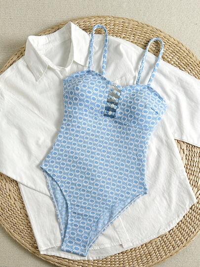 2026款优雅性感露背连体泳衣，针织面料，细肩带，适合海滩度假，夏季穿着