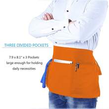 BOHARERS Waist Apron With 3 Pockets - Black Waitress Waiter Server Short Aprons - E-1Pack橘色 - 查看 6