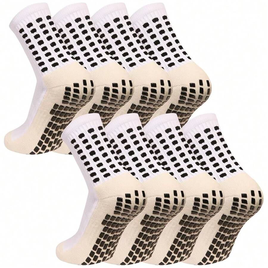 Men's Grip Soccer Socks Anti Slip Athletic Socks Non Slip Football Basketball Socks With Grip Pads2/4/6 - 4 trắng - Xem 1